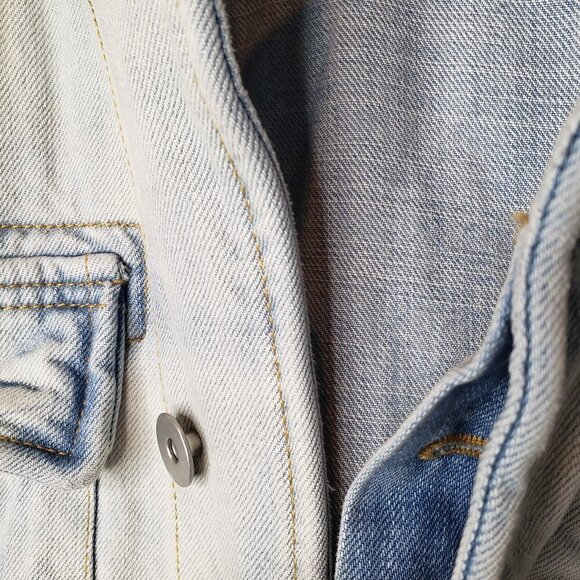 Free People Military Lace Up Back Denim Jacket XS Coat Jean - Picture 7 of 12